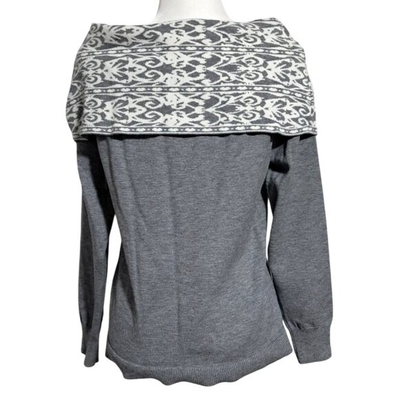 Anne Klein Gray Off the Shoulder Cowl Neck Sweater M Viscose Blend - Picture 7 of 13